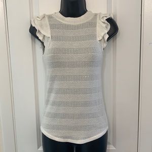 Papaya Cream Mesh Ruffle Sleeve Top Size Small